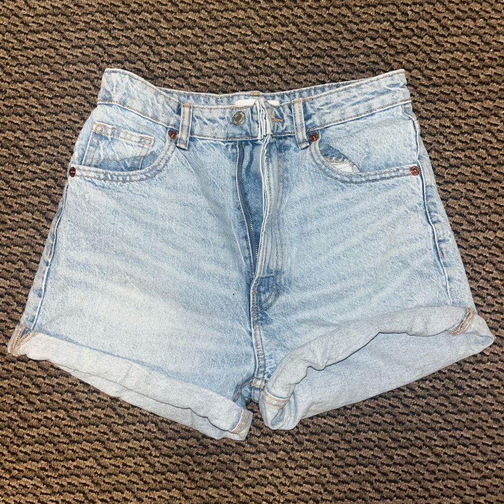 zara high waist mom jean shorts